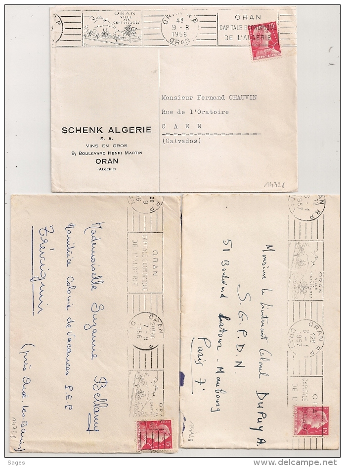 ORAN R.P Algérie. 3 Mécaniques. - Lettres & Documents