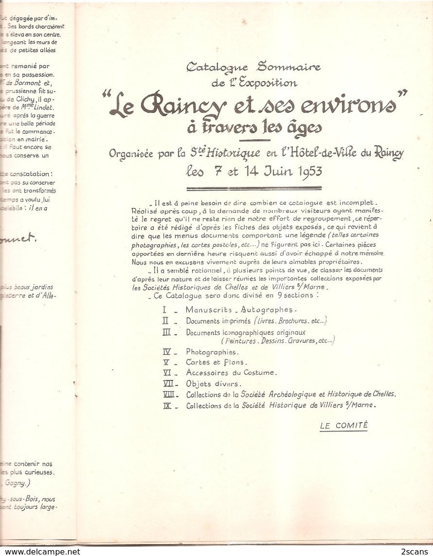 Dépt 93 - Bulletin 21 SOCIÉTÉ HISTORIQUE du RAINCY (32 p., 1953) - Montfermeil - Clichy-sous-Bois - Gagny - Villemomble