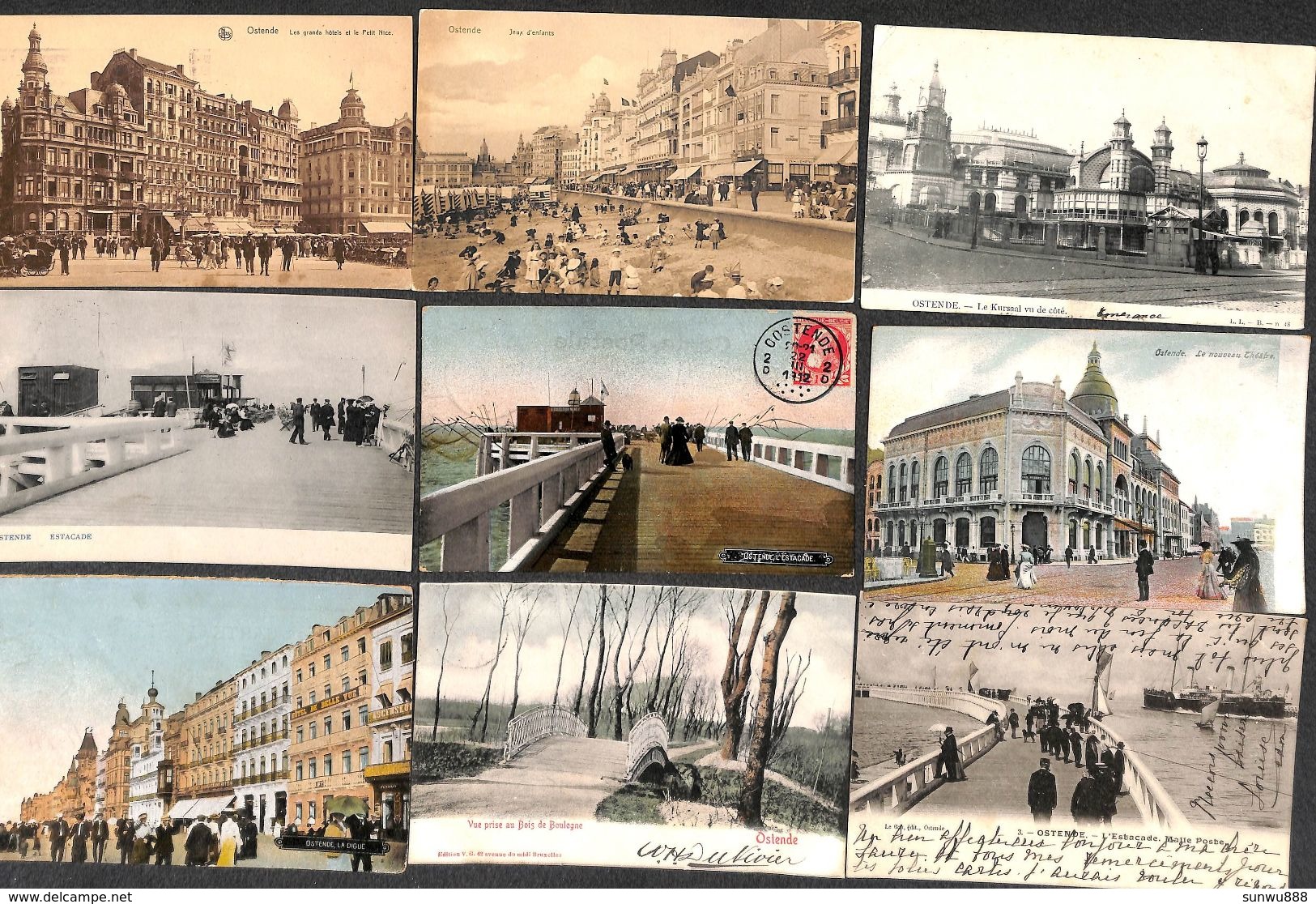 Ostende Oostende - Lot 62 cartes PK's (animée, précurseur, gare, Trenkler, pêcheurs, tram, aquacycle)