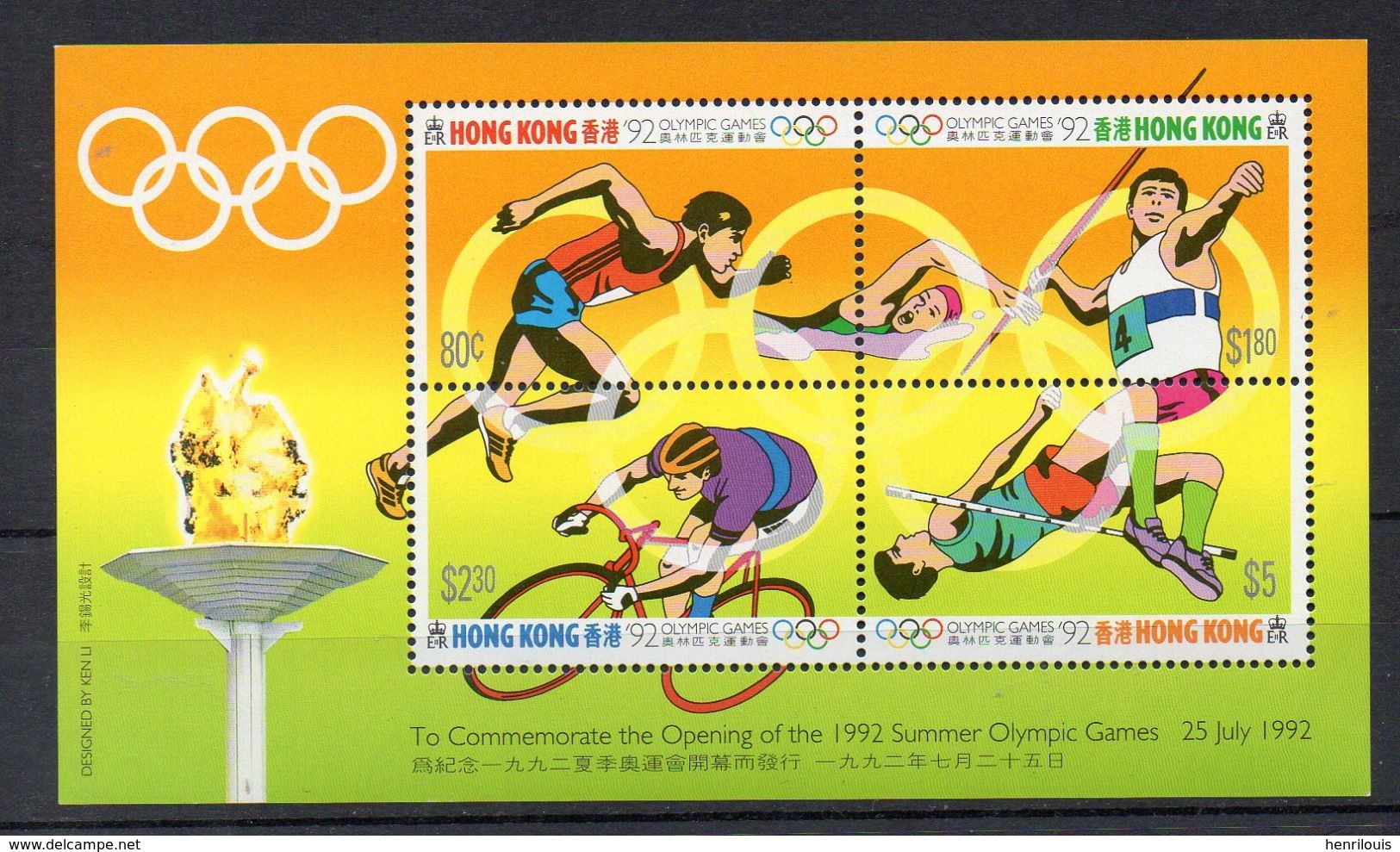 HONG KONG  Timbres Neufs ** De 1992  ( Ref 4983 ) Sport - JO - Unused Stamps