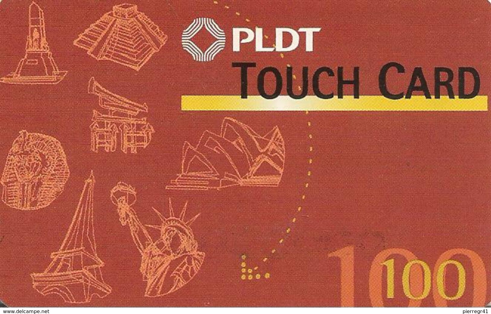 CARTE-PREPAYEE-PHILIPPINES-100U-PLDT-MONUMENTS Du MONDE-TBE - Filipinas