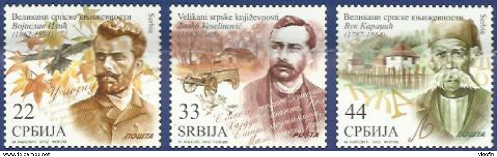 SRB 2012-471-3 FAMOUSE PERSONS WRITERS, SERBIA, 1 X 3v, MNH - Serbien