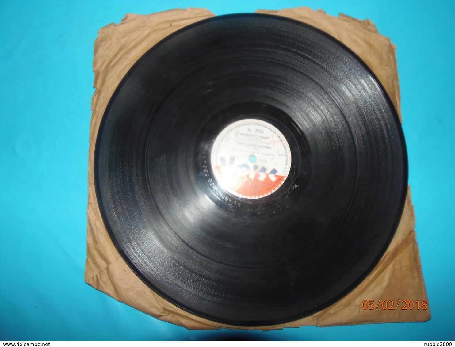 V DISC 1945 TOMMY DORSEY BONNIE LOU WILLIAMS ARTIE SHAW  N. 362 AMERICAN ARMY SERVICE FORCES VICTORY DISC WW II - 78 Rpm - Schellackplatten