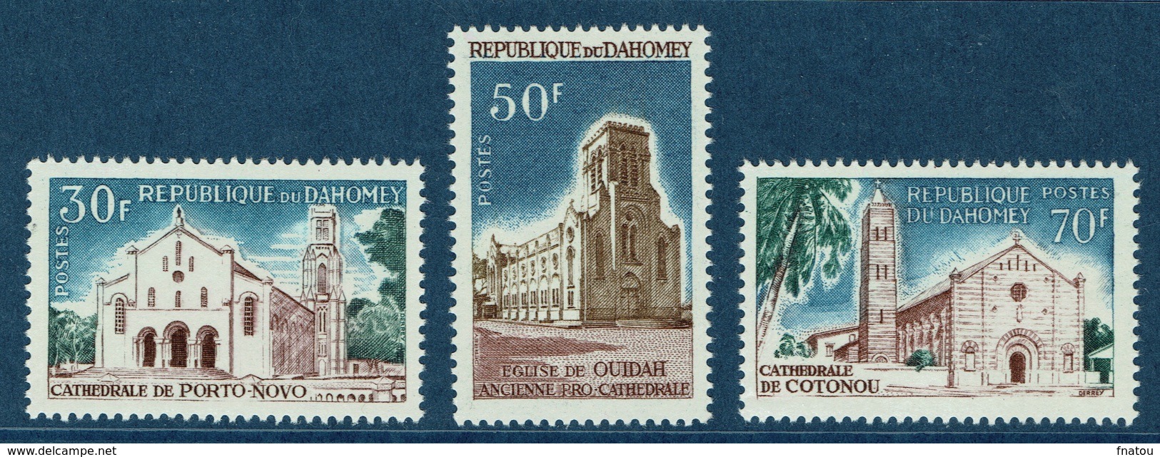 Dahomey (Benin), Cathedrals, 1965, MNH VF  Complete Set Of 3 - Benin - Dahomey (1960-...)