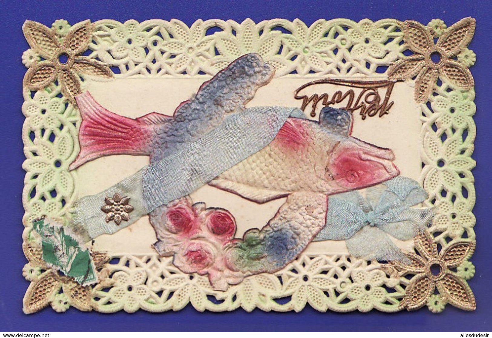 1ER AVRIL Découpis Ruban Et Carte Dentelle ( Très Très Bon état ) WW6) - 1er Avril - Poisson D'avril