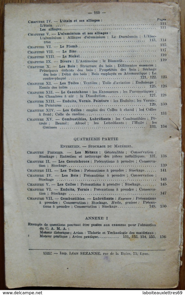 LIVRE NOTIONS ELEMENTAIRES SUR LE MOTEUR, L'AVION - AERO-CLUB DU RHONE - LYON - Flugzeuge