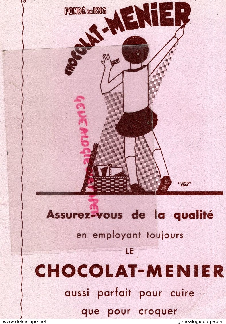 RARE GRAND BUVARD CHOCOLAT MENIER - ASSURANCES COMPAGNIES DU SOLEIL -PARIS 44 RUE DE CHATEAUDUN- - Cacao