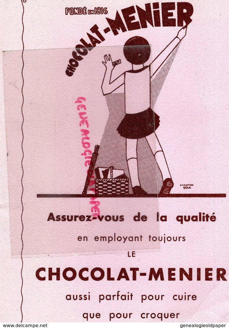 RARE GRAND BUVARD CHOCOLAT MENIER - ASSURANCES COMPAGNIES DU SOLEIL -PARIS 44 RUE DE CHATEAUDUN- - Kakao & Schokolade