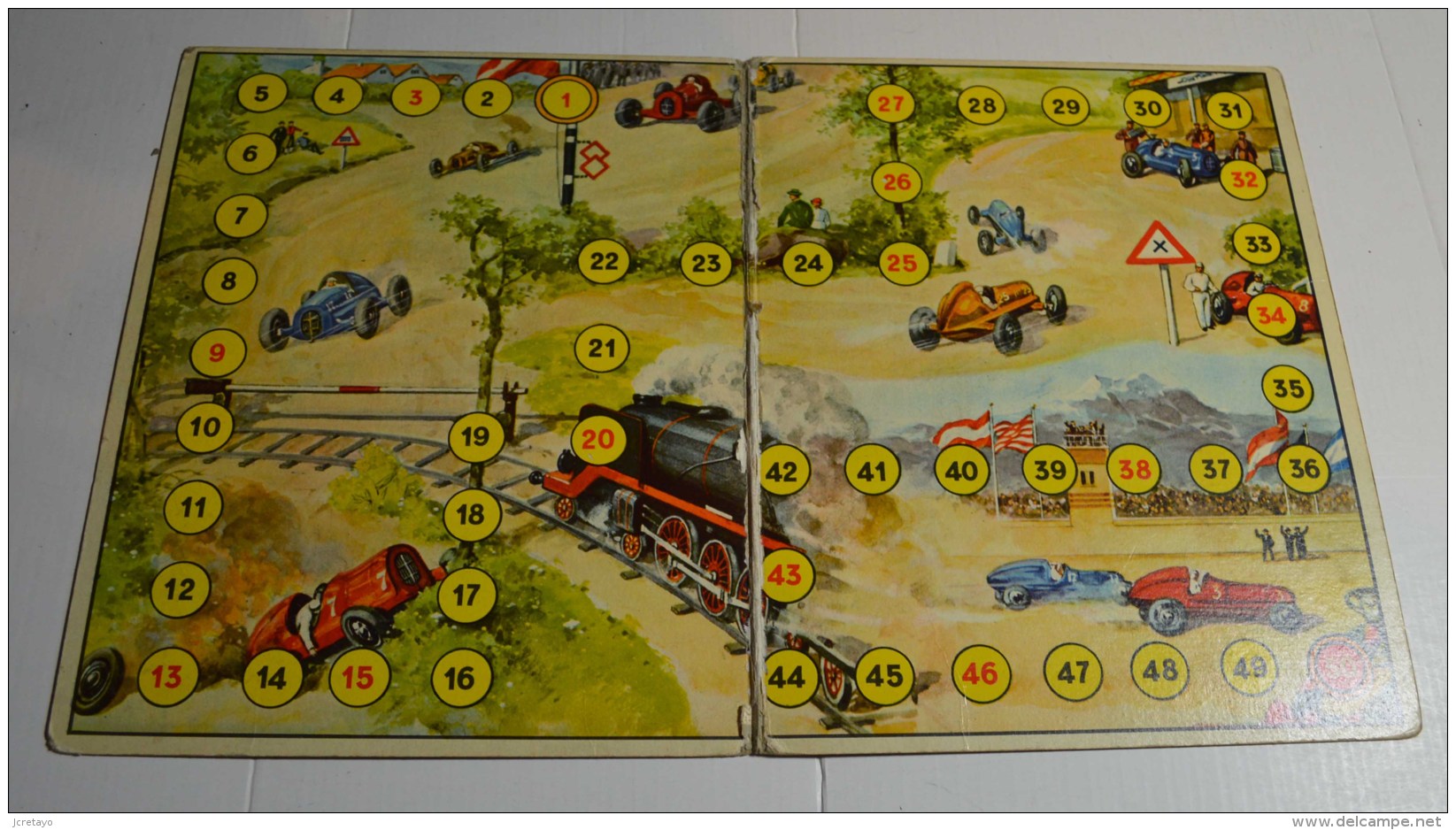 Jeu De L'oie Ancien, Format 46x29 Cms En Carton Fort, Au Verso Courses De Voitures - Other & Unclassified