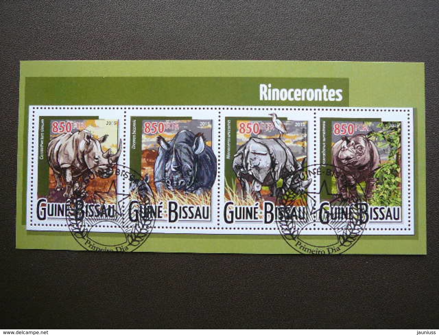 Rhinoceros. Nashörner # Guinea-Bissau # 2015 Used S/s # Rhino Mammals - Rhinozerosse