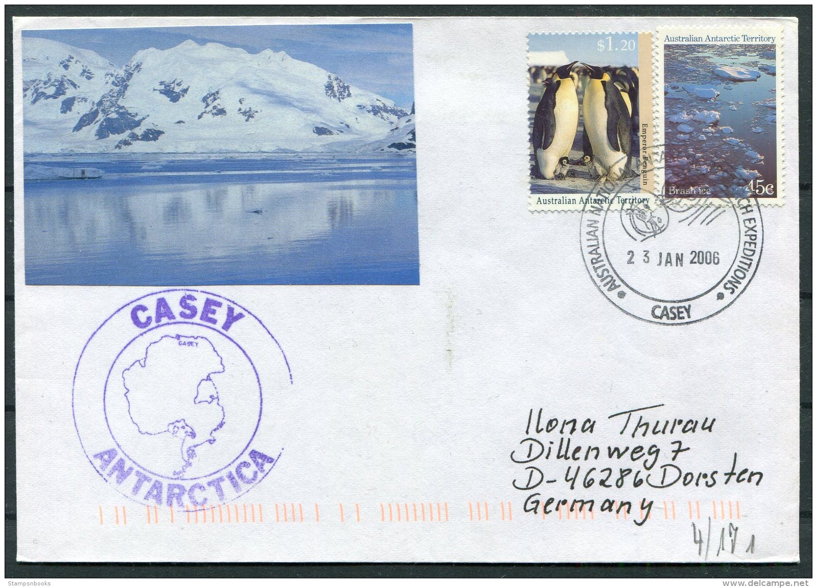 2006 Australia Antarctic A.A.T. AAT Polar A.N.A.R.E. CASEY Expedition Seal Penguin Cover - Covers & Documents