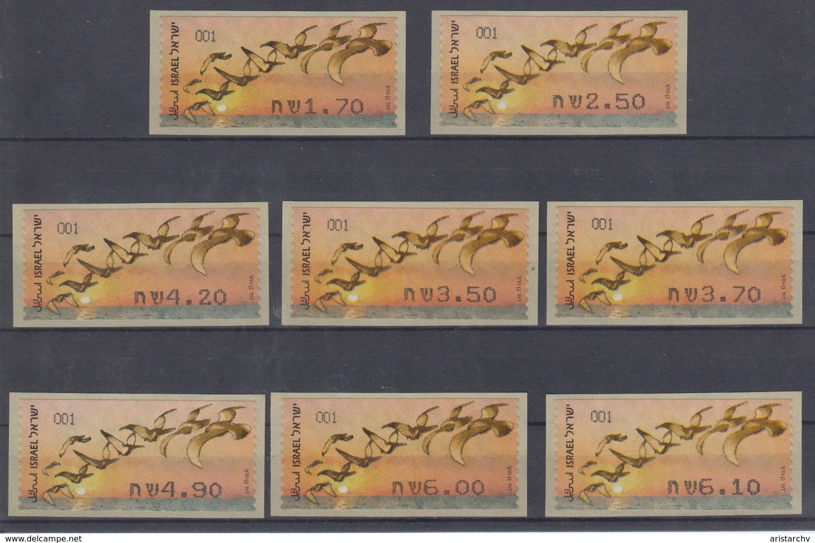 ISRAEL 2010 KLUSSENDORF ATM BIRD OF PASSAGE FULL SET OF 8 STAMPS - Frankeervignetten (Frama)