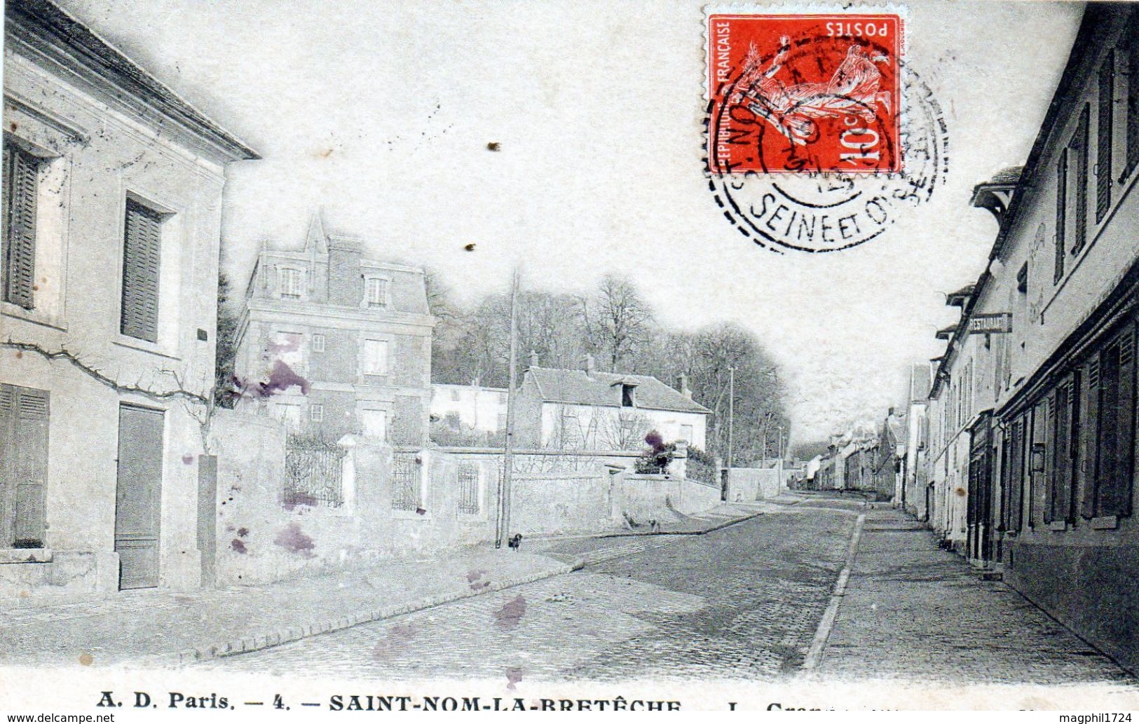 Cpa (78)--saint-nom-la-breteche La Grande-rue  Par La Grèle - St. Nom La Breteche