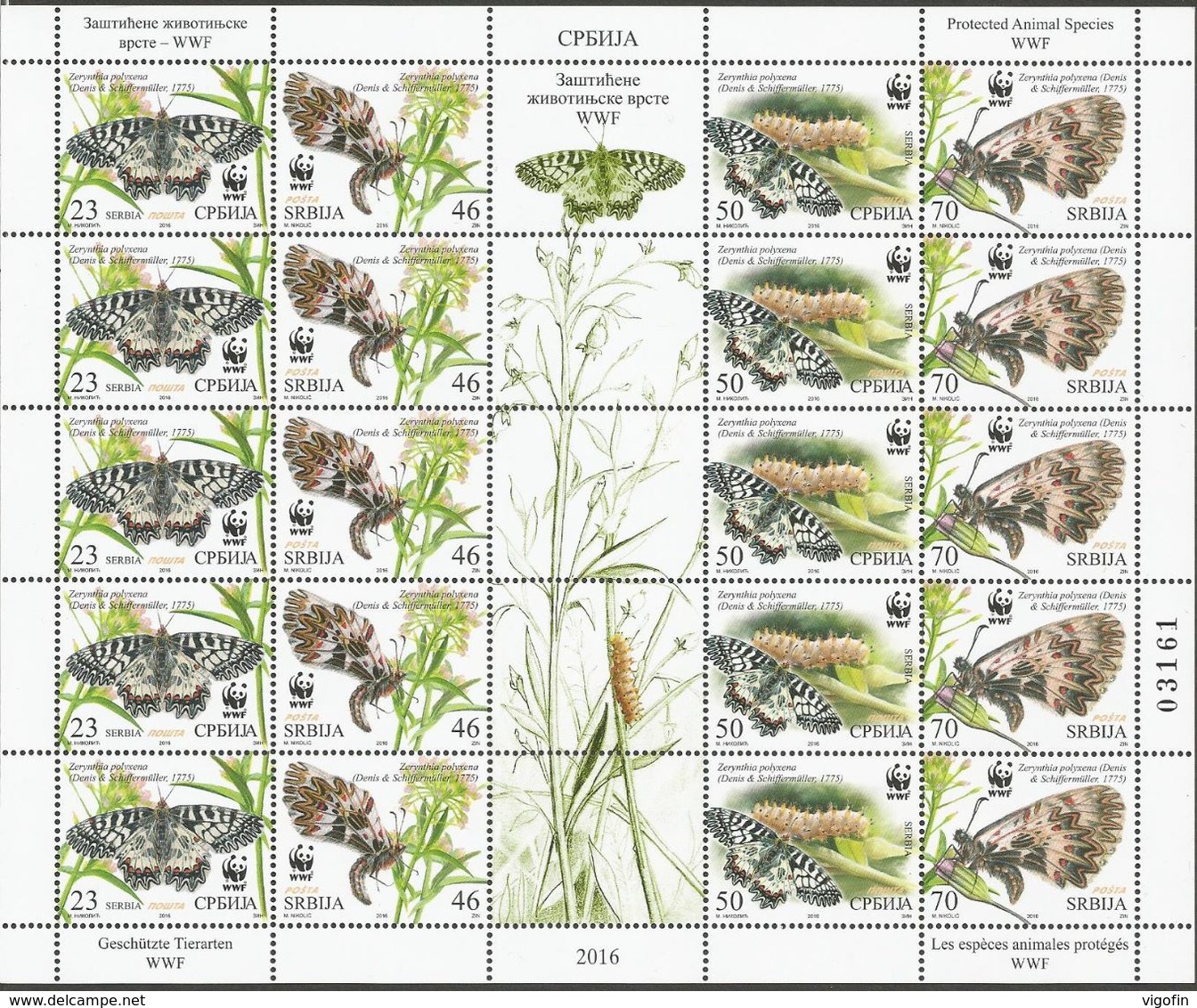 SRB 2016-657-60 WWF BUTTERFLY, SERBIA, MS, MNH - Serbien