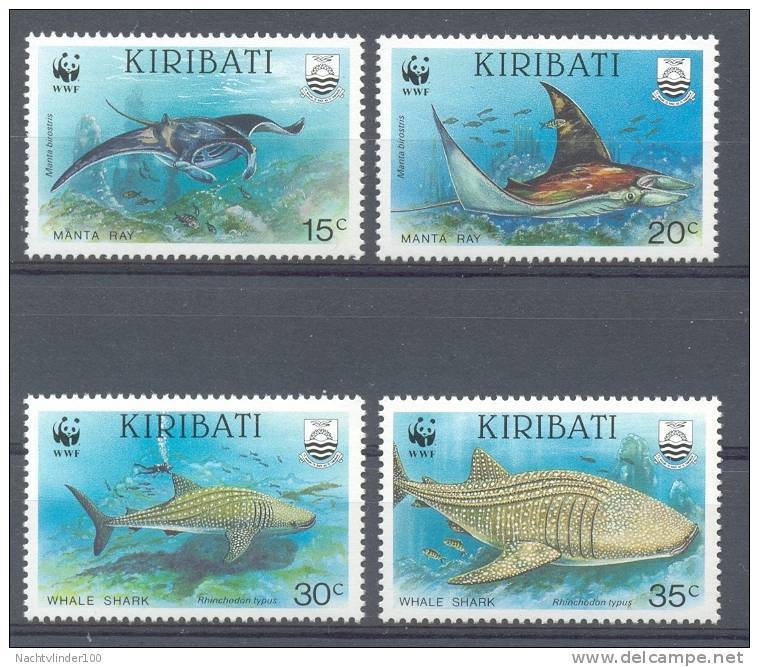 Mzn105s WWF FAUNA WALVISHAAI DUIKER DIVER WHALE SHARK MANTA ROG MANTA RAY KIRIBATI 1991 PF/MNH - Unused Stamps