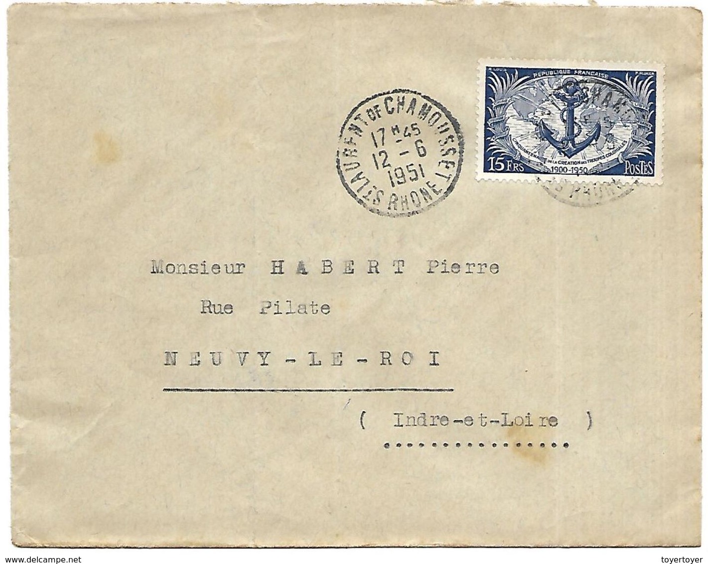 LF A9  Lettre De 1951 Timbre N°889 - 1921-1960: Modern Period