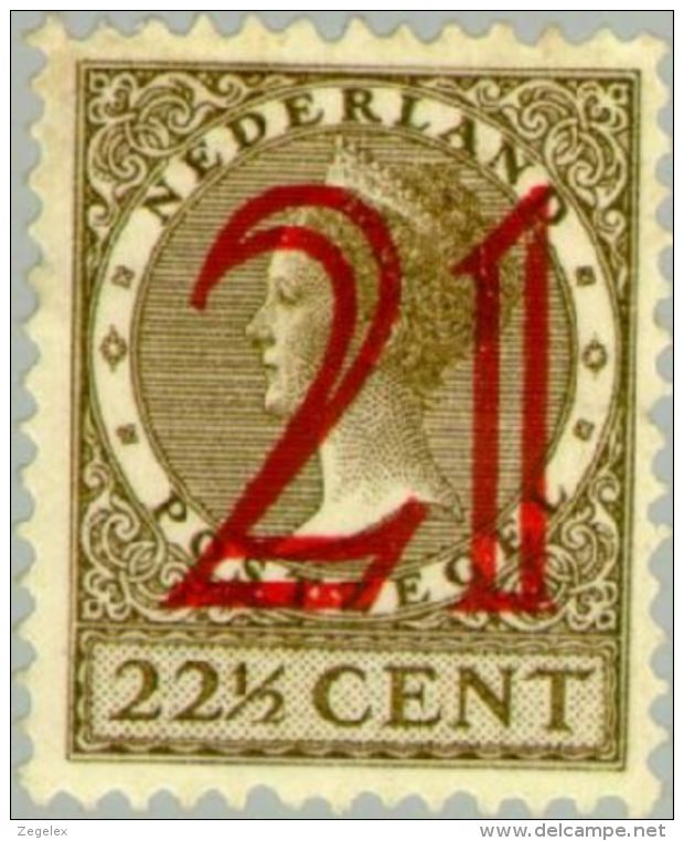 1929 Wilhelmina Hulpzegel 21ct Op 22,5 Ct Ongestempeld, MLH* - Ongebruikt