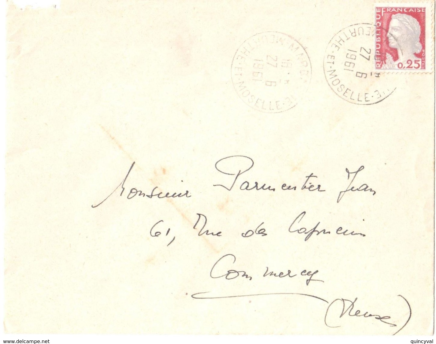 4363 MARBACHE Meurthe Et Moselle 54 Lettre 27 6 1962 Marianne De Decaris Yv1263 Dest Commercy - Lettres & Documents