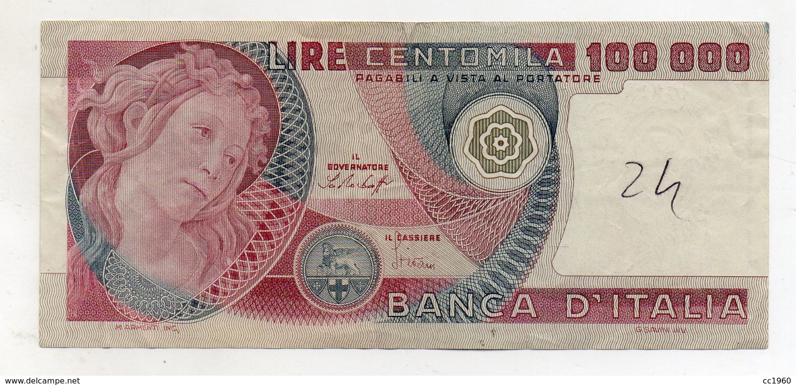 Italia - Banconota Da Lire 100.000 " Botticelli " - Decreto 20.06.1978 - (FDC8133) - 100000 Lire