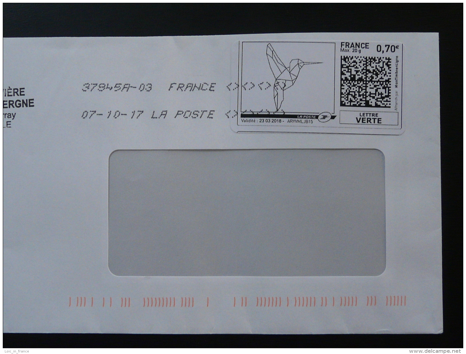 Colibri Timbre En Ligne Sur Lettre (e-stamp On Cover) TPP 3751 - Hummingbirds