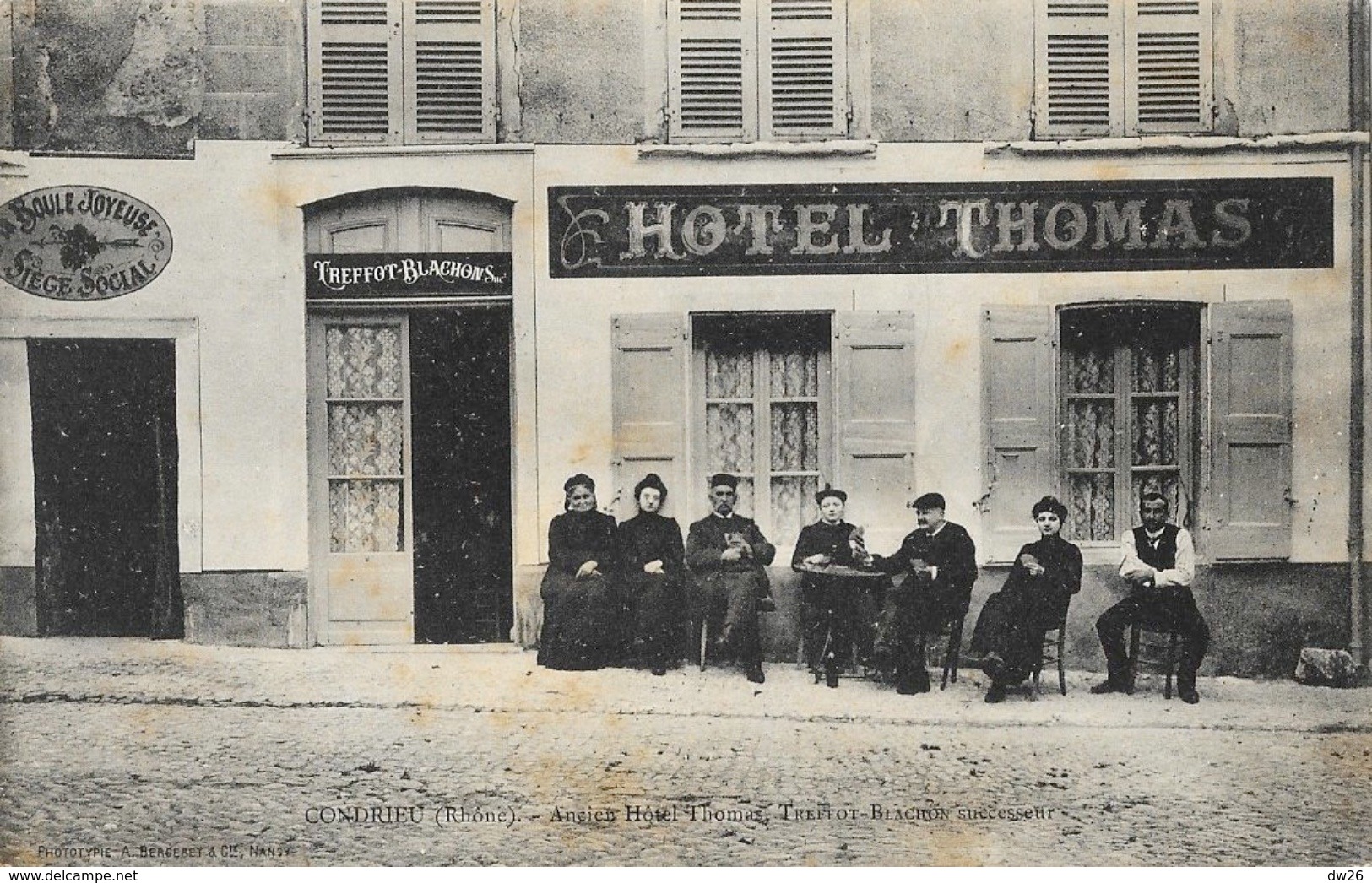 Condrieu (Rhône) - Ancien Hôtel Thomas Treffot-Blachon - La Boule Joyeuse - Carte Bergeret Non Circulée - Hotels & Restaurants