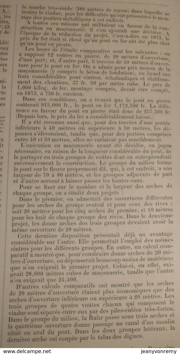 Plan du viaduc de la Ruhr près de Herdecke. 1881