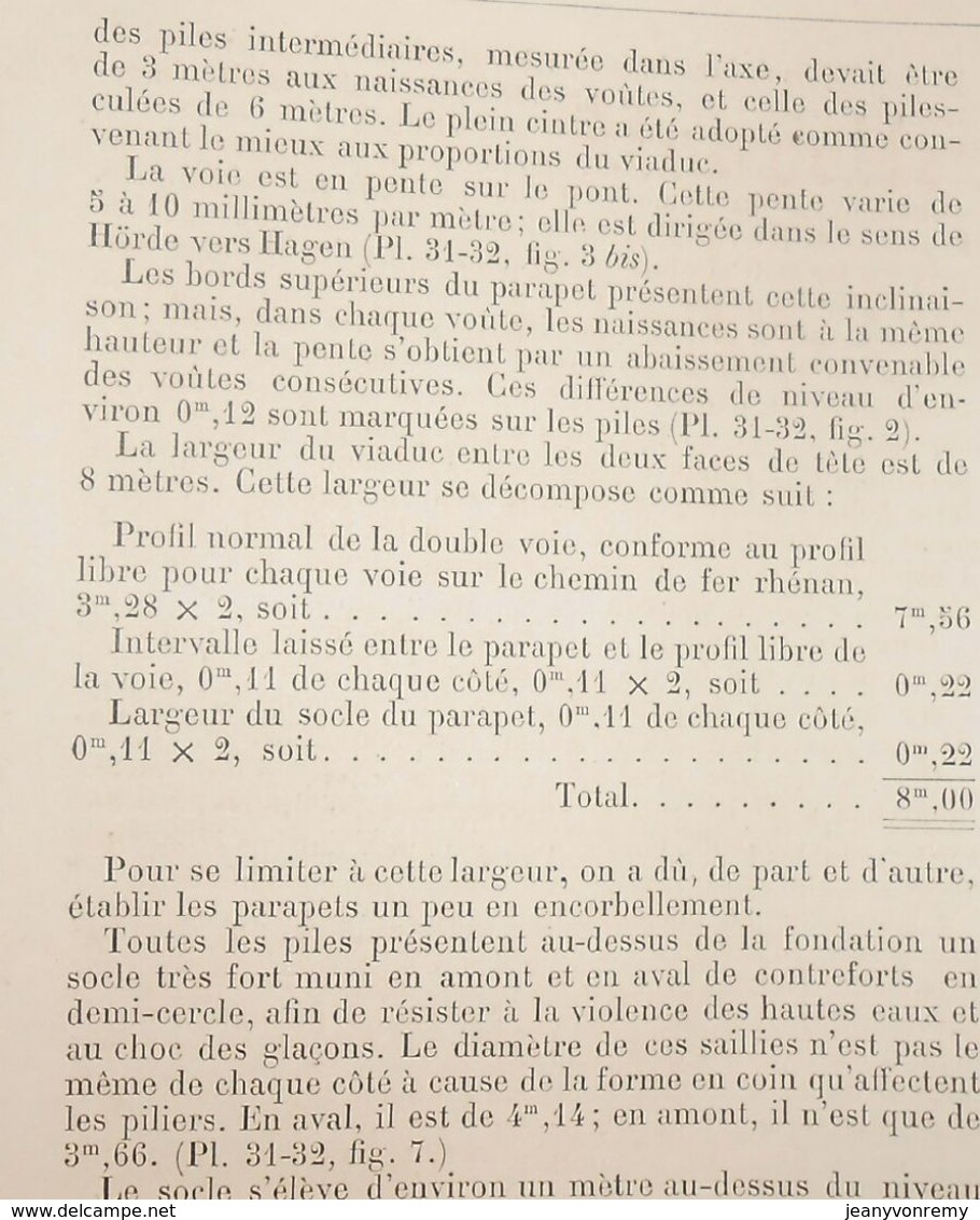 Plan du viaduc de la Ruhr près de Herdecke. 1881