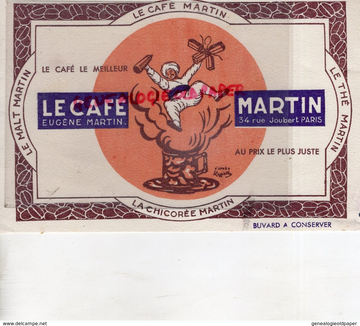 75- PARIS- BUVARD LE CAFE MARTIN- EUGENE MARTIN-34 RUE JOUBERT- CAPPIELLO-CHICOREE - Koffie En Thee