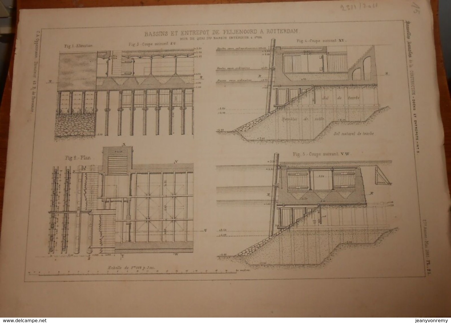 Plan De Bassins Et Entrepôt De Feijenoord à Rotterdam 1881. - Publieke Werken