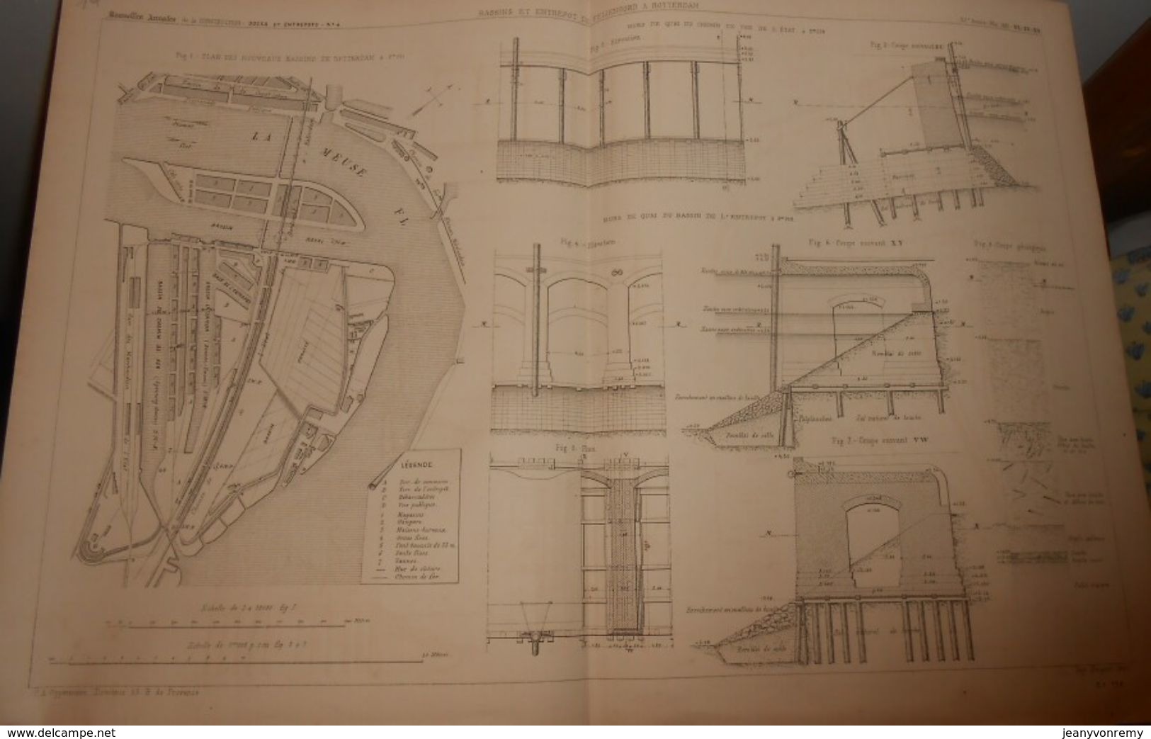 Plan De Bassins Et Entrepôt De Feijenoord à Rotterdam 1881. - Public Works