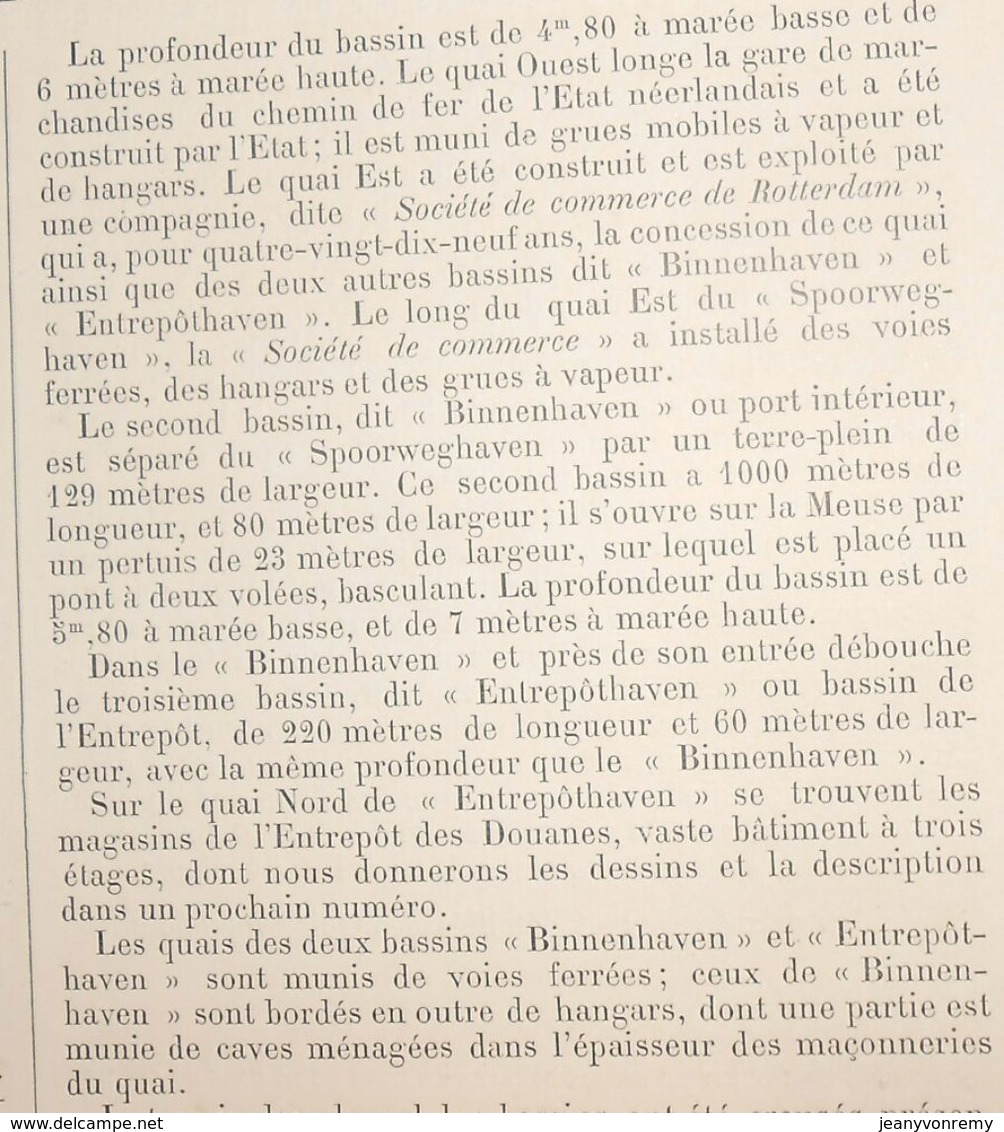 Plan De Bassins Et Entrepôt De Feijenoord à Rotterdam 1881. - Obras Públicas