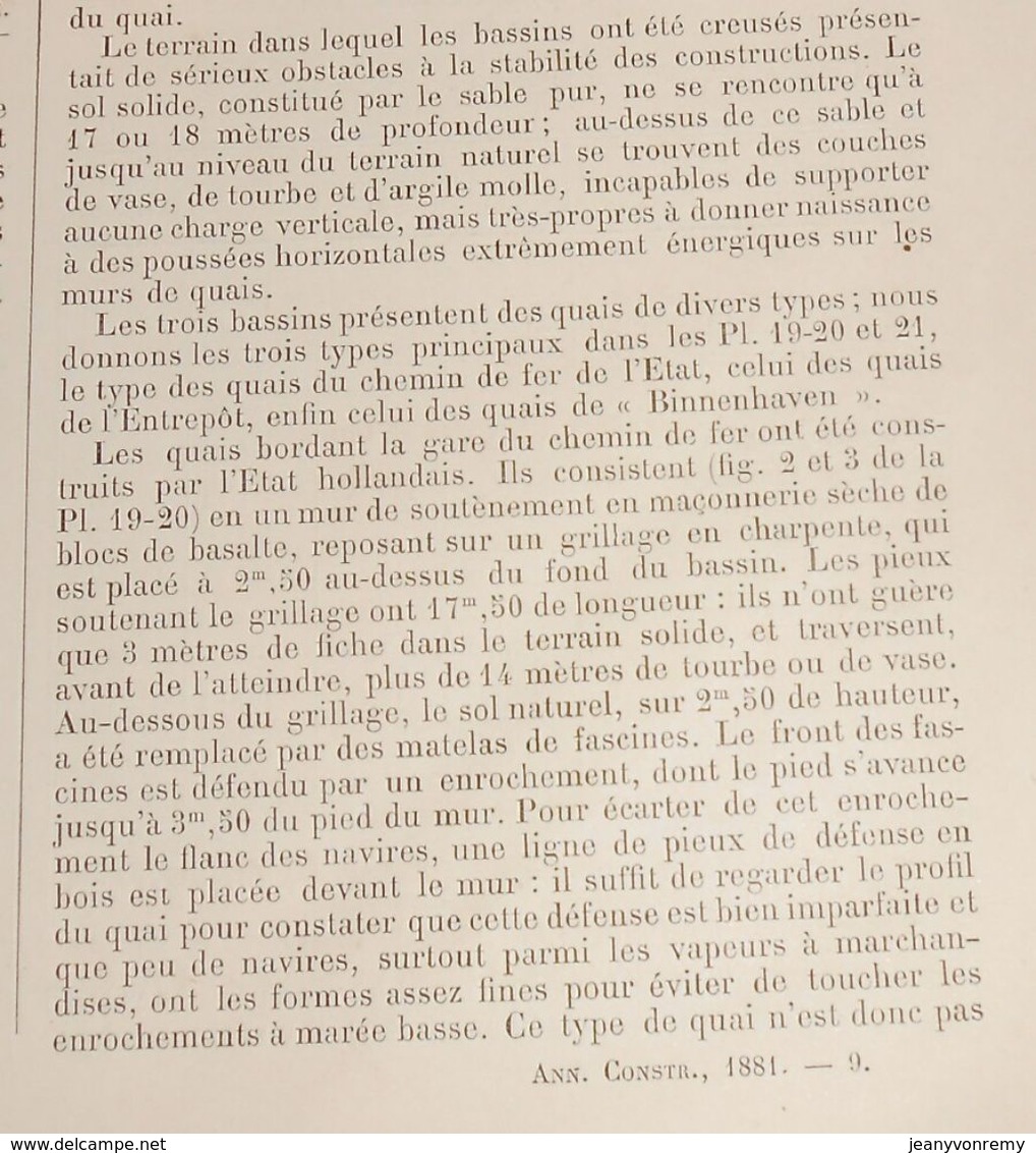 Plan De Bassins Et Entrepôt De Feijenoord à Rotterdam 1881. - Obras Públicas