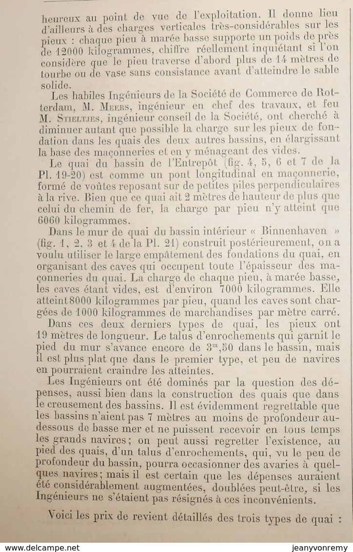 Plan De Bassins Et Entrepôt De Feijenoord à Rotterdam 1881. - Travaux Publics