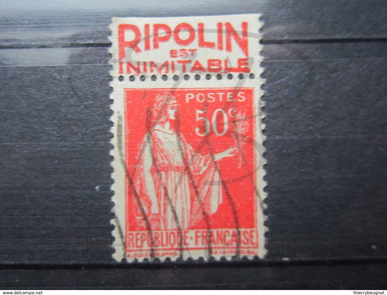 VEND BEAU TIMBRE DE FRANCE N° 283 , TYPE IIA + BANDE PUBLICITAIRE " RIPOLIN " !!! (c) - Autres & Non Classés