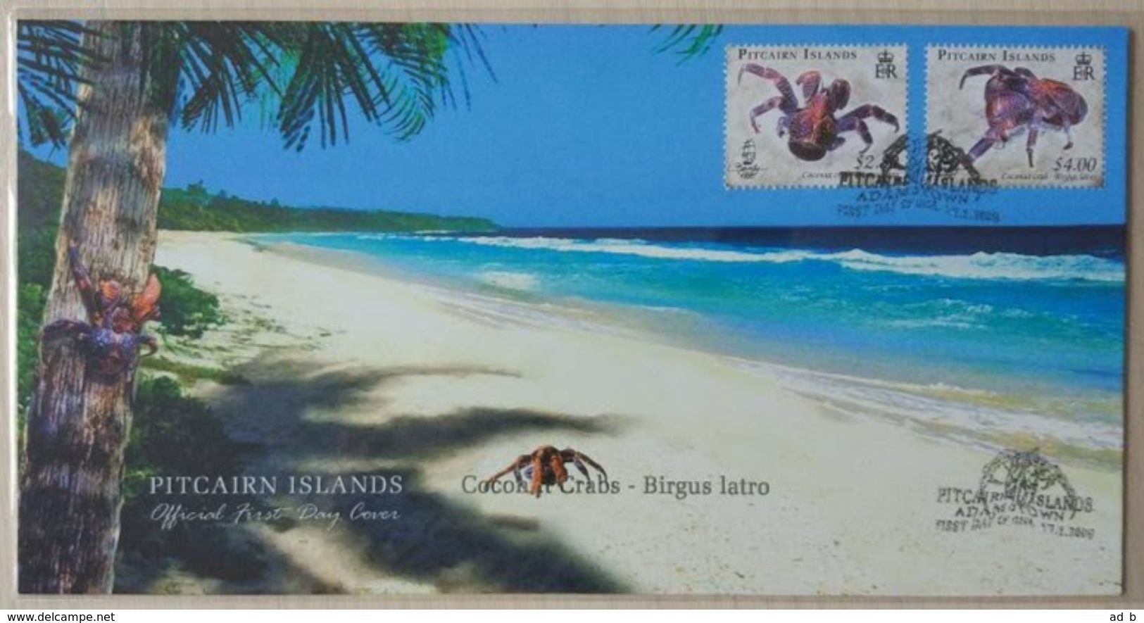 Pitcairn Islands 2008. Coconut Crabs. FDC - Pitcairn