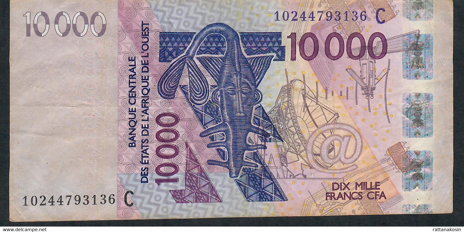 W.A.S. Burkina Faso P318Ci 10000 Francs (20)10. VF No Tear,no P.h. - Burkina Faso