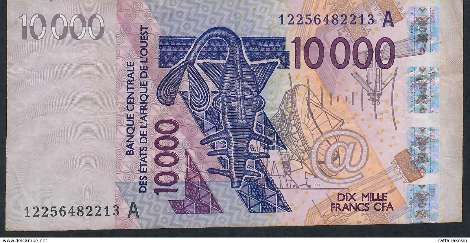 W.A.S. Ivory Coast P118Al 10000 Francs (20)12 VF No Tear,no P.h. - Costa De Marfil