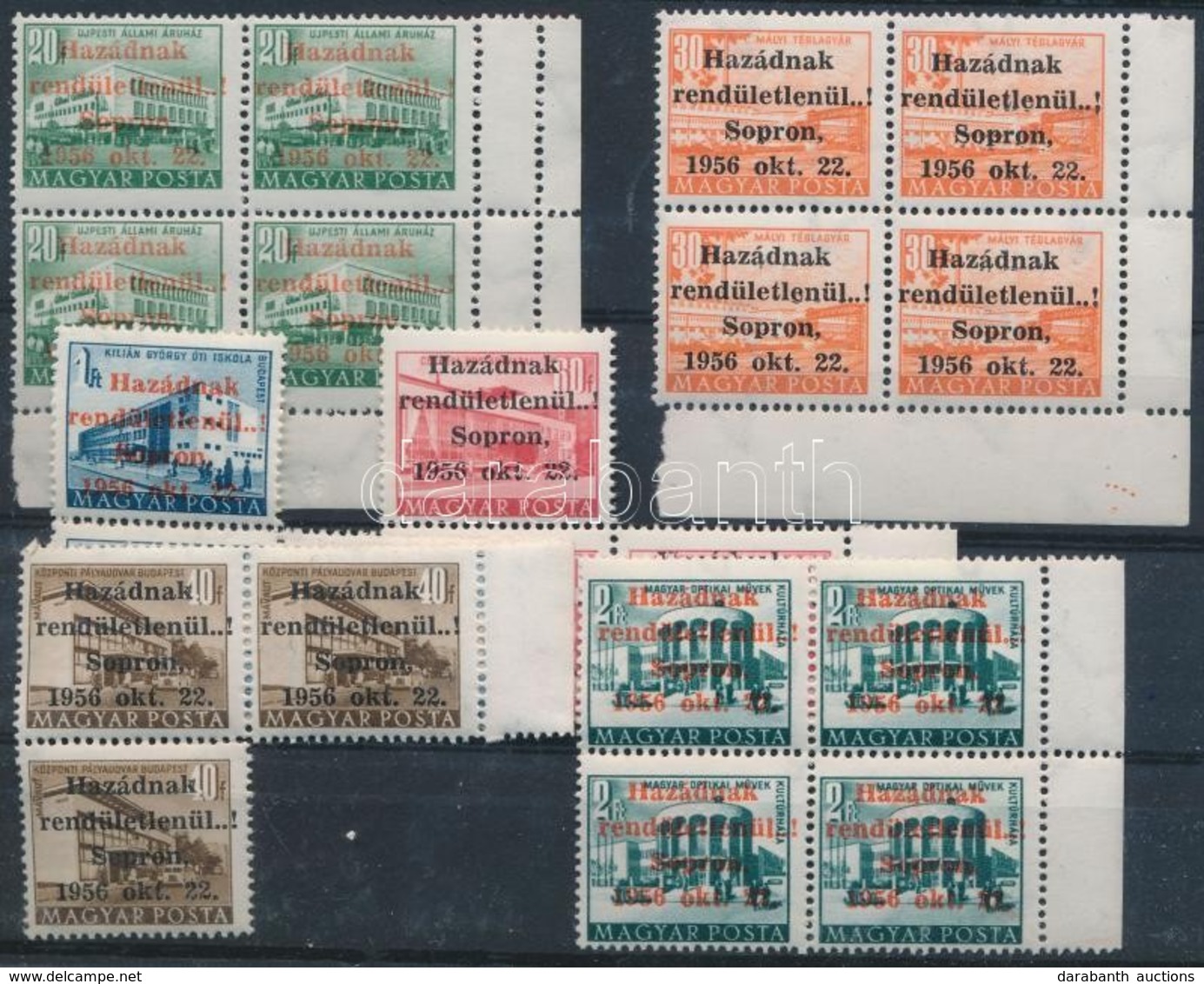 ** 1956 21 Db Sopron Bélyeg összefüggésekben, ívszéli Kettős Fogazással Is - Other & Unclassified