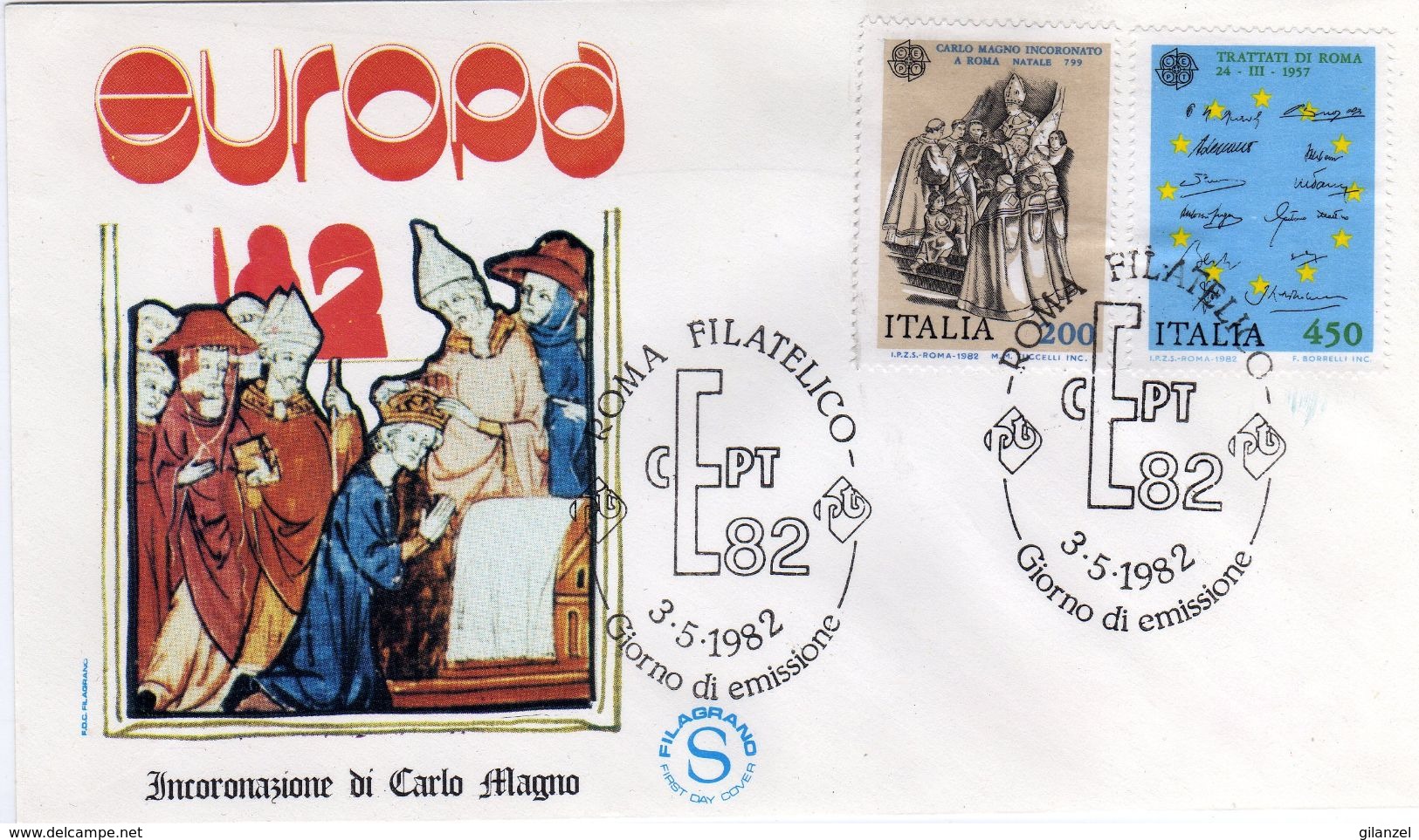 Italia 1982 FDC EUROPA CEPT Incoronazione Di Carlo Magno E Trattati Di Roma - 1982