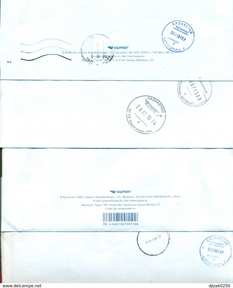 Kazakhstan.Four Envelopes Past The Mail. Two Envelopes Registered. - Kazakhstan