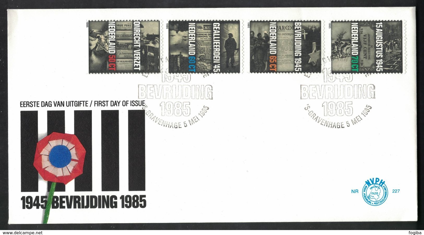 Z129 Netherlands 1985 - FDC Bevrijding - 40 Years Liberation Mi. 1270/1273 - FDC