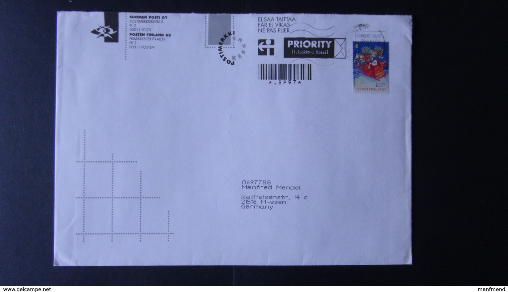 Finland - 2001 - Mi:FI 1567BA, Sn:FI 1151, Yt:FI 1533 - On Envelope - Look Scan - Lettres & Documents