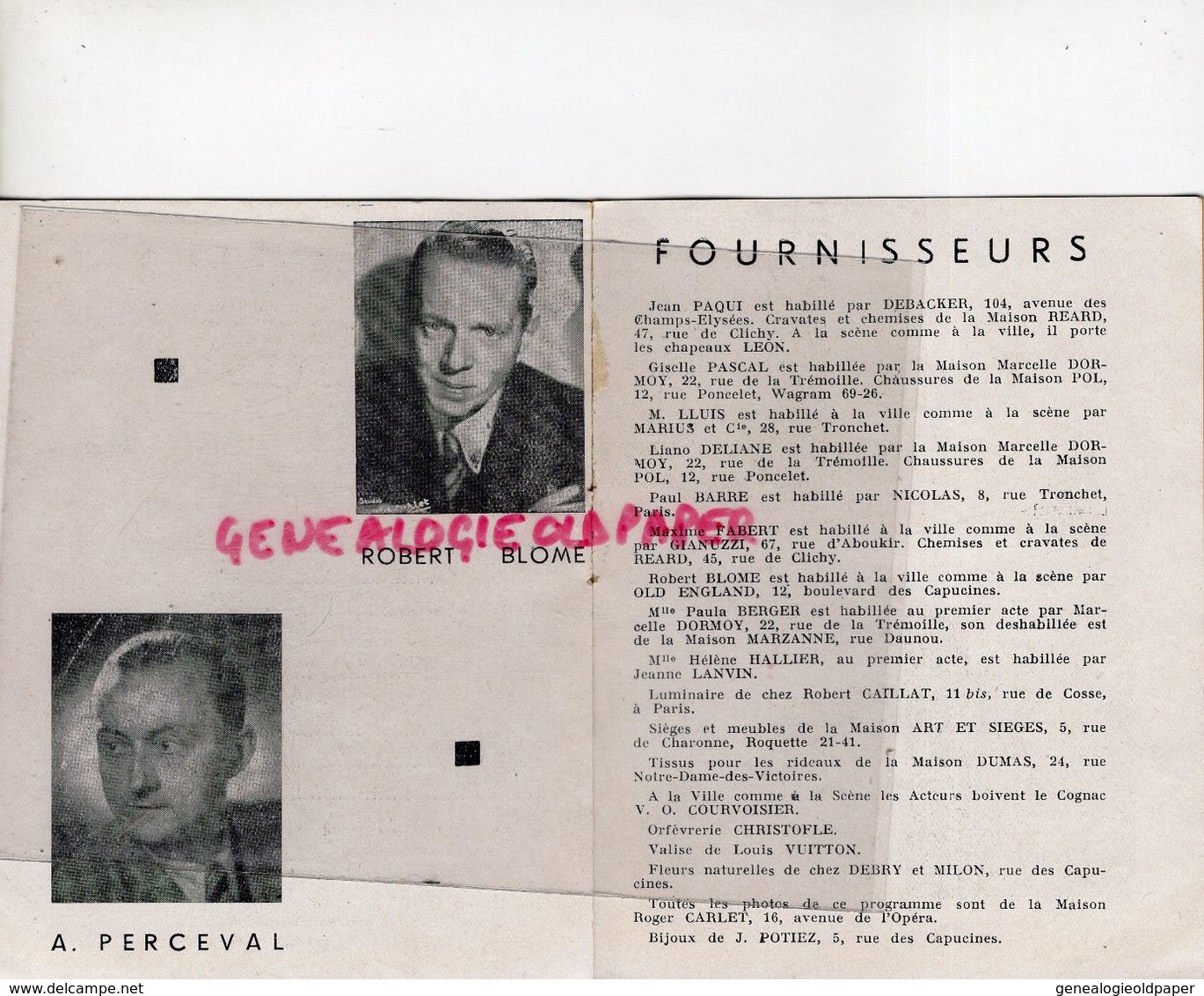 75- PARIS - PROGRAMME THEATRE DAUNOU-JEAN PAQUI-MONSEIGNEUR-MICHEL DULUD-LLUIS-PAUL BARRE-MAXIME FABERT-PAUL BARRE-DONAT - Programas