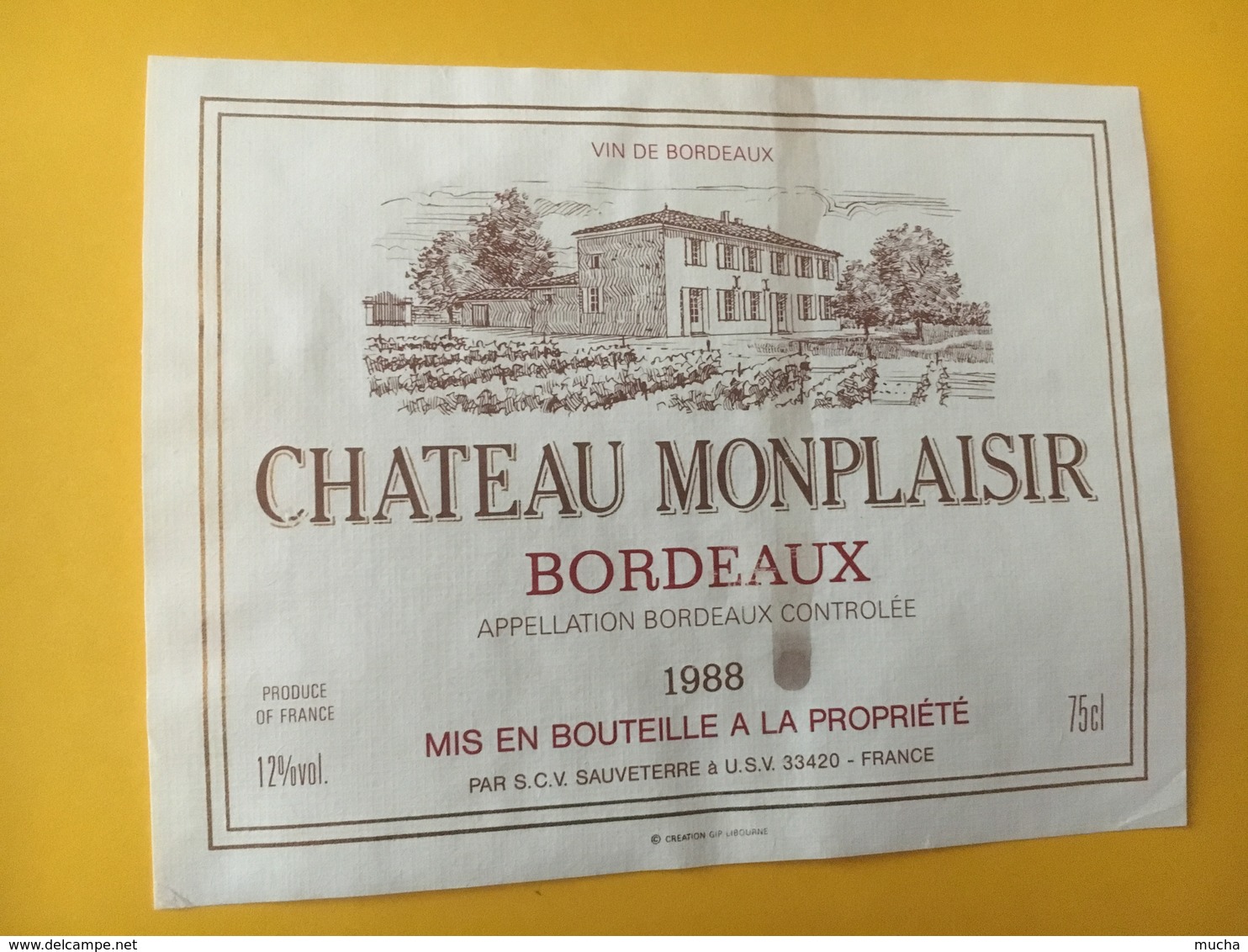 6895 -  Château Monplaisir 1988 - Bordeaux