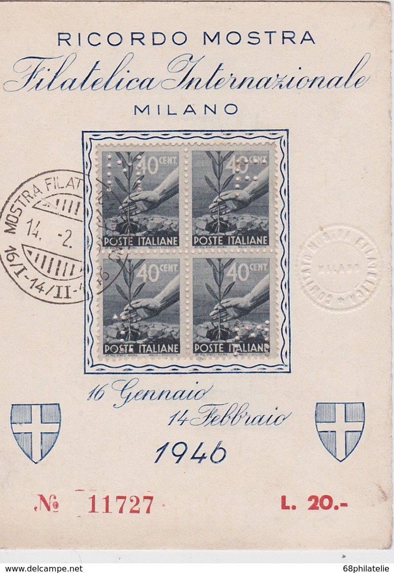 ITALIE 1946 CARTE SOUVENIR DE MILAN - 1946-60: Storia Postale