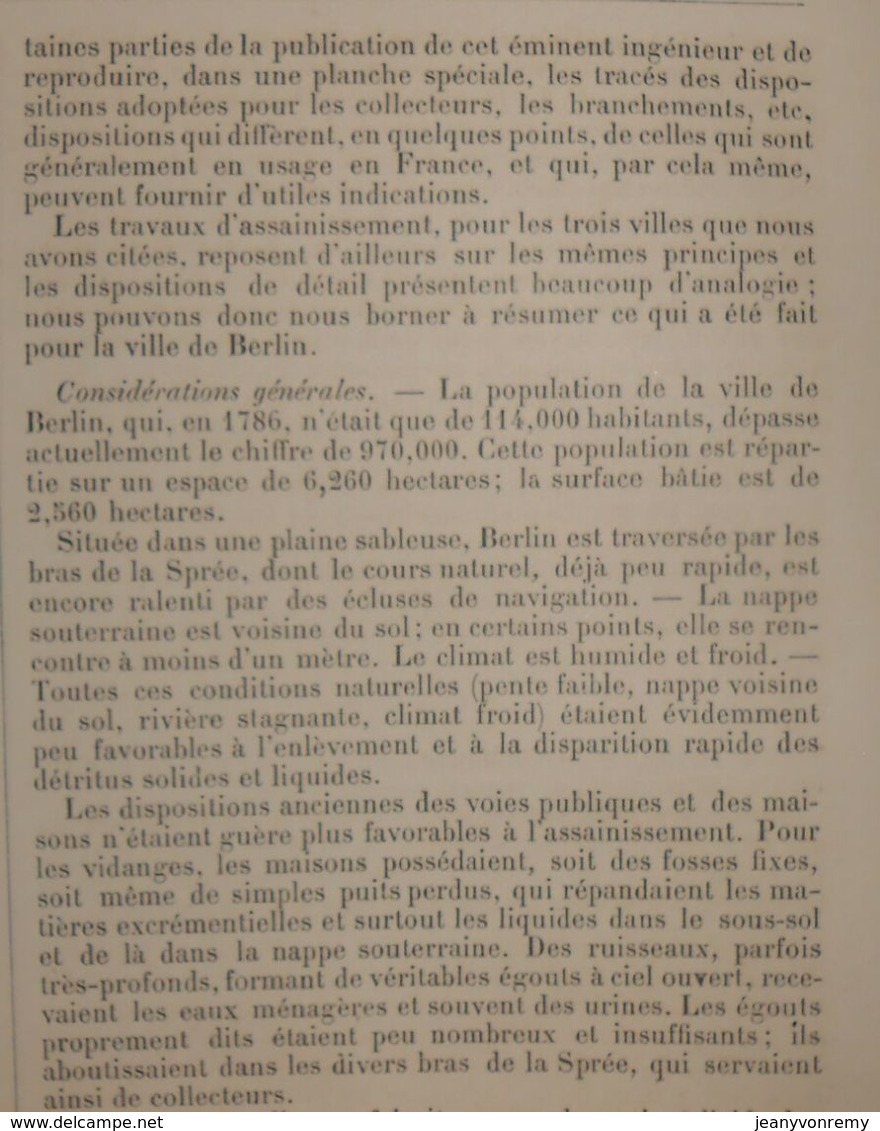 Plan De Travaux D'assainissement De La Ville De Berlin. 1881. - Arbeitsbeschaffung