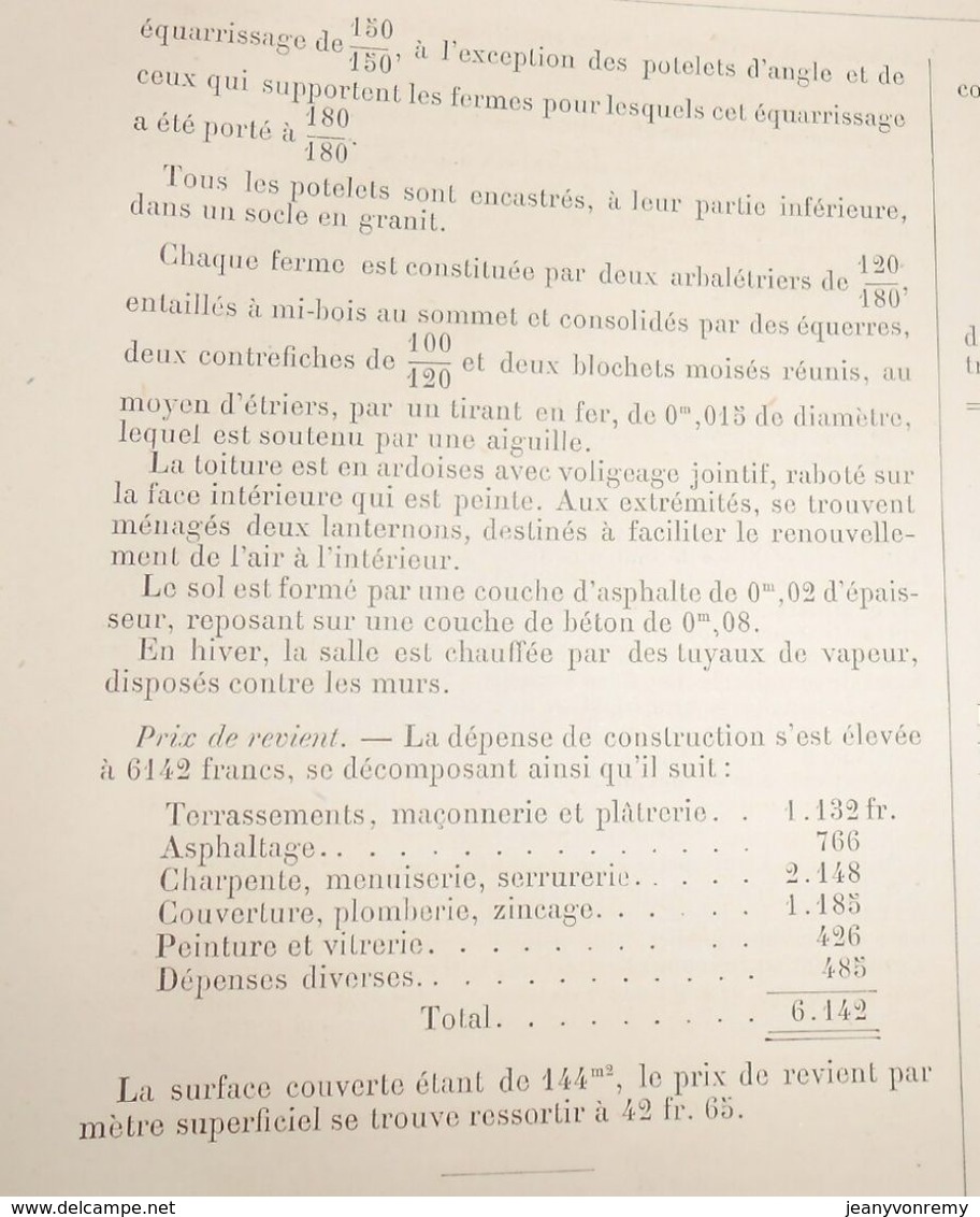 Plan D'un Abri Réfectoire Et D'un Quai Couvert. 1881. - Opere Pubbliche