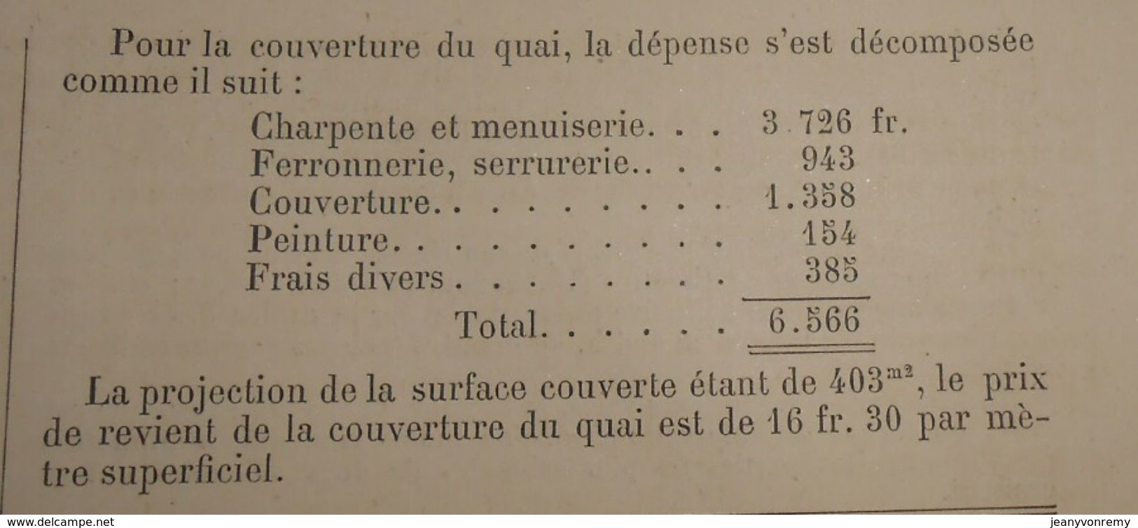 Plan D'un Abri Réfectoire Et D'un Quai Couvert. 1881. - Obras Públicas