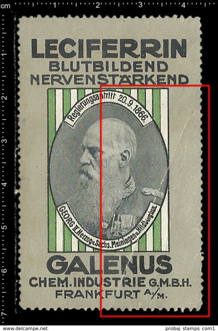 German Poster Stamp, Reklamemarke, Cinderella, Leciferrin, Galenus, Georg II, Duke Of Saxe-Meiningen - Other & Unclassified