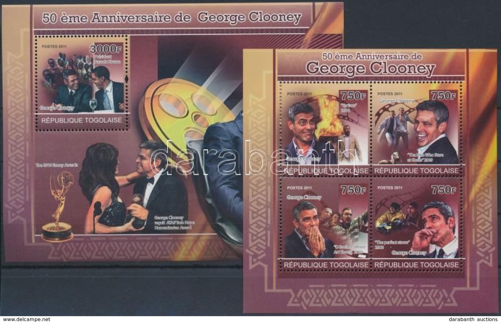 ** 2011 George Clooney 50 éves Kisív Mi 3944-3947 + Blokk Mi 599 - Other & Unclassified
